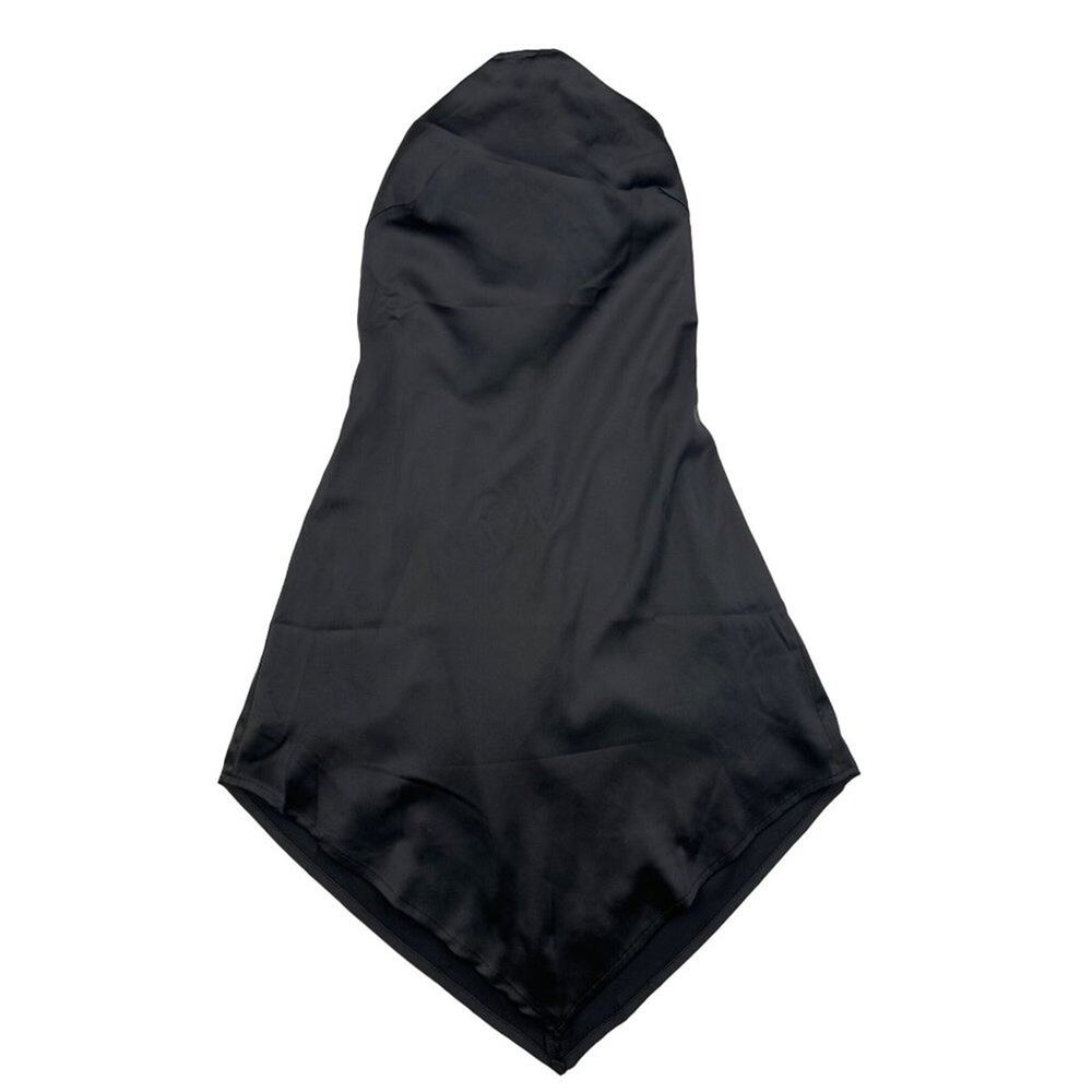 Ezili - Halter Neck Strappy Back Satin Mini Dress in Black